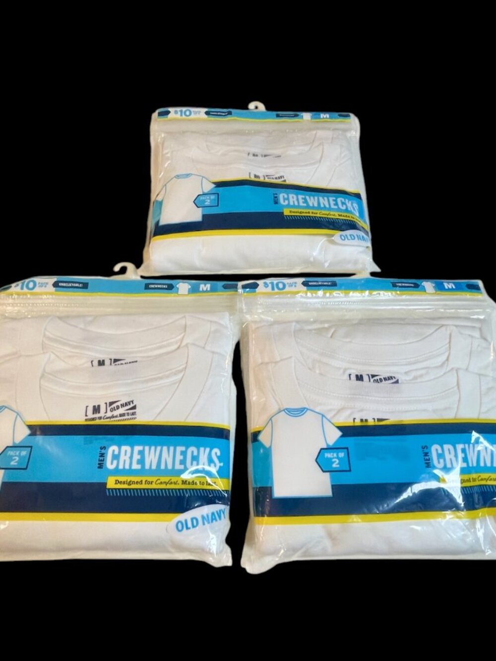 New Men’s Old Navy Crew-Neck Tees Lot of 6 Size Medium White T Shirts Cotton